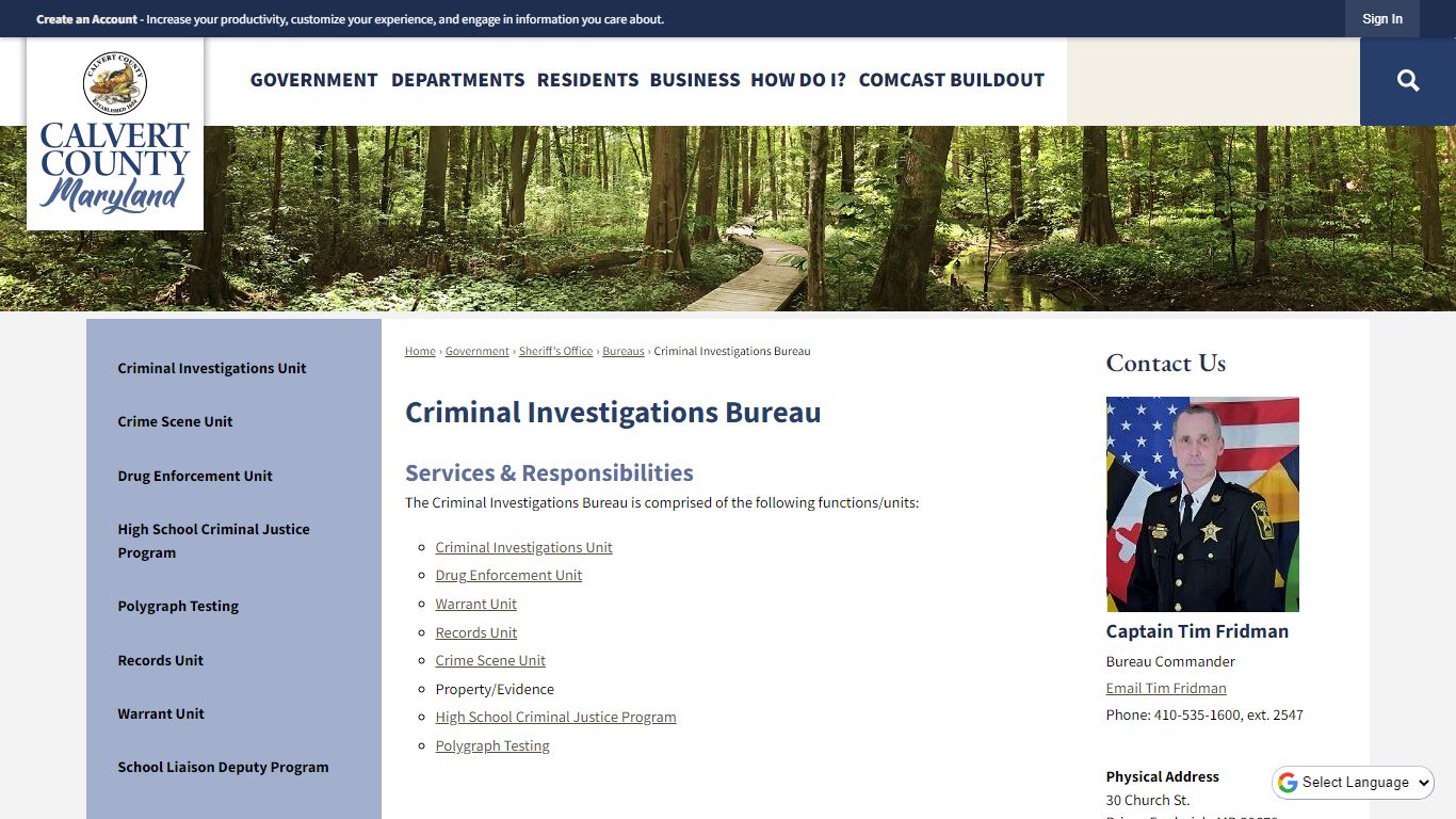 Criminal Investigations Bureau | Calvert County, MD - Official Website