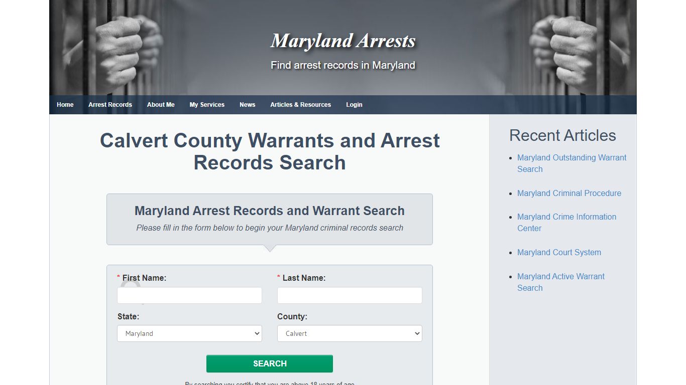 Calvert County Warrants and Arrest Records Search